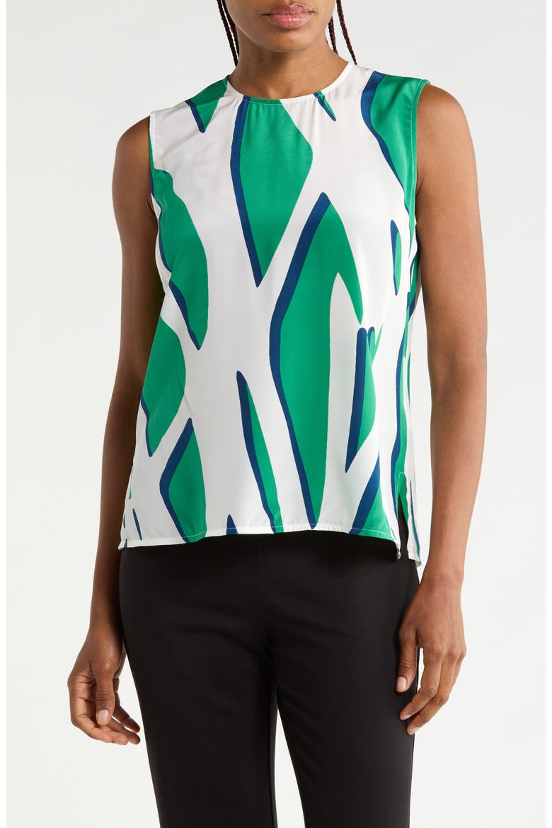 Jocelyn Silk Jersey Top, Main, color, SHADOW TWIGGS GIANT GREEN