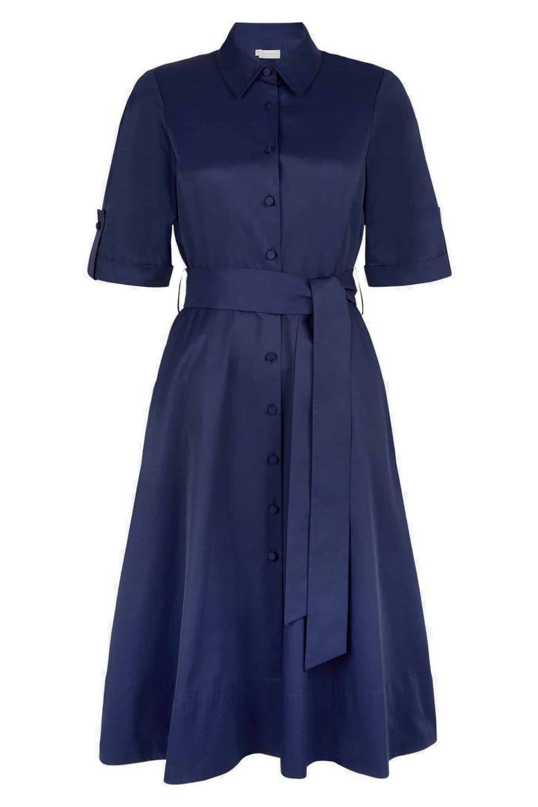 Tyra Roll Tab Sleeve Shirtdress, Alternate, color, FRENCH BLUE