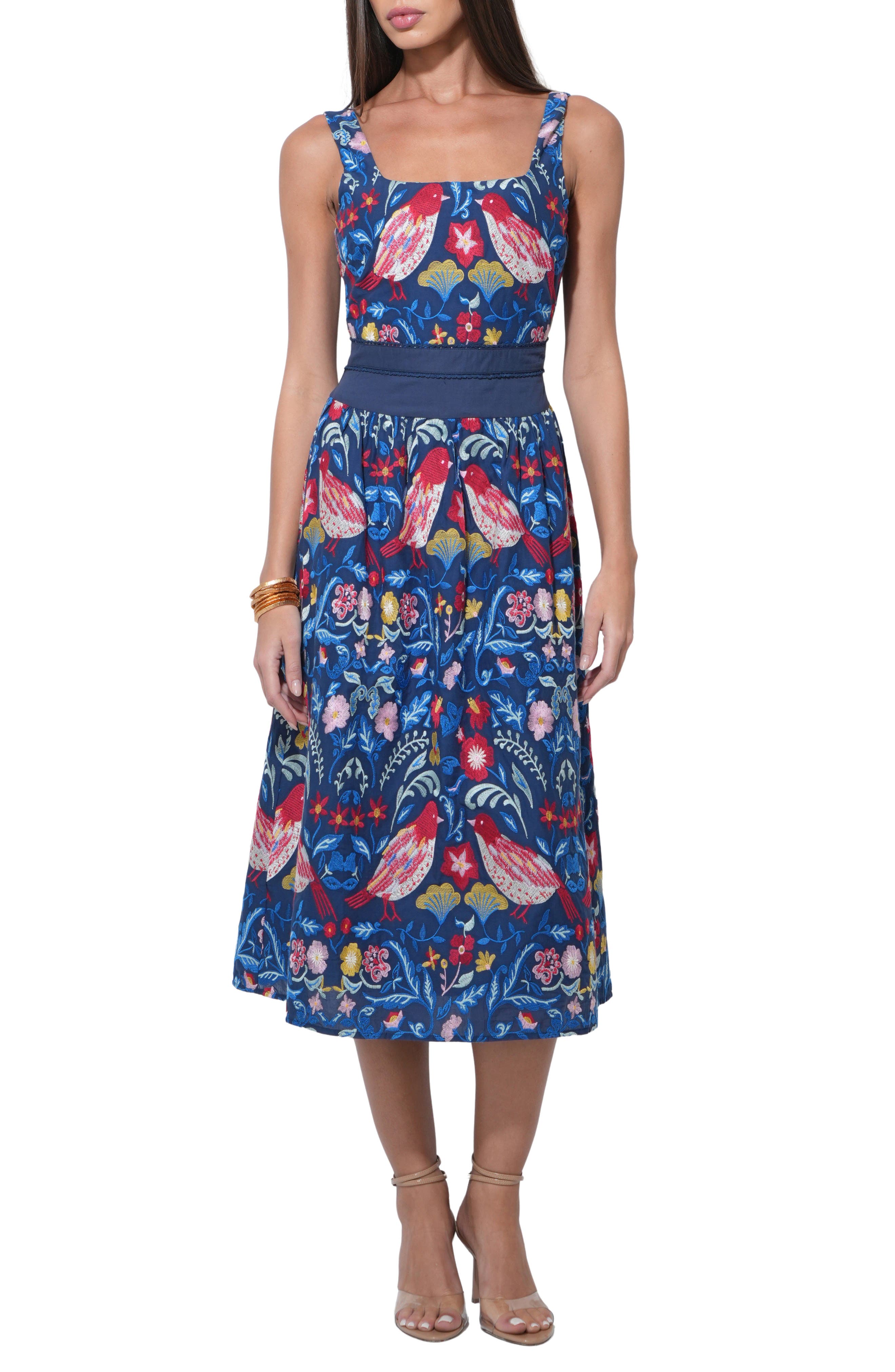 Kaili Embroidered Cotton Midi Dress