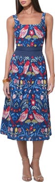 Adelyn Rae Kaili Embroidered Cotton Midi Dress