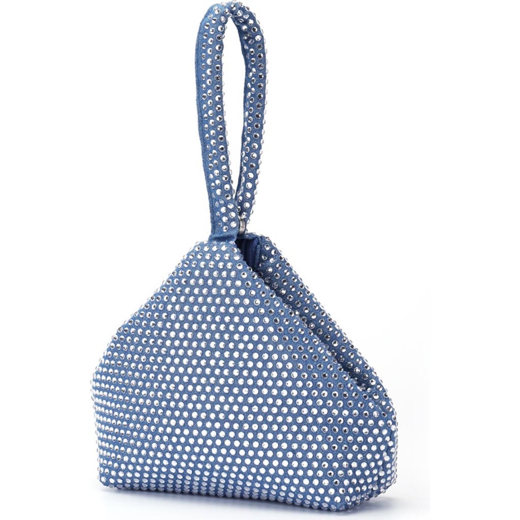 Lady Couture Rhinestone Covered Handle Handbag In Blue