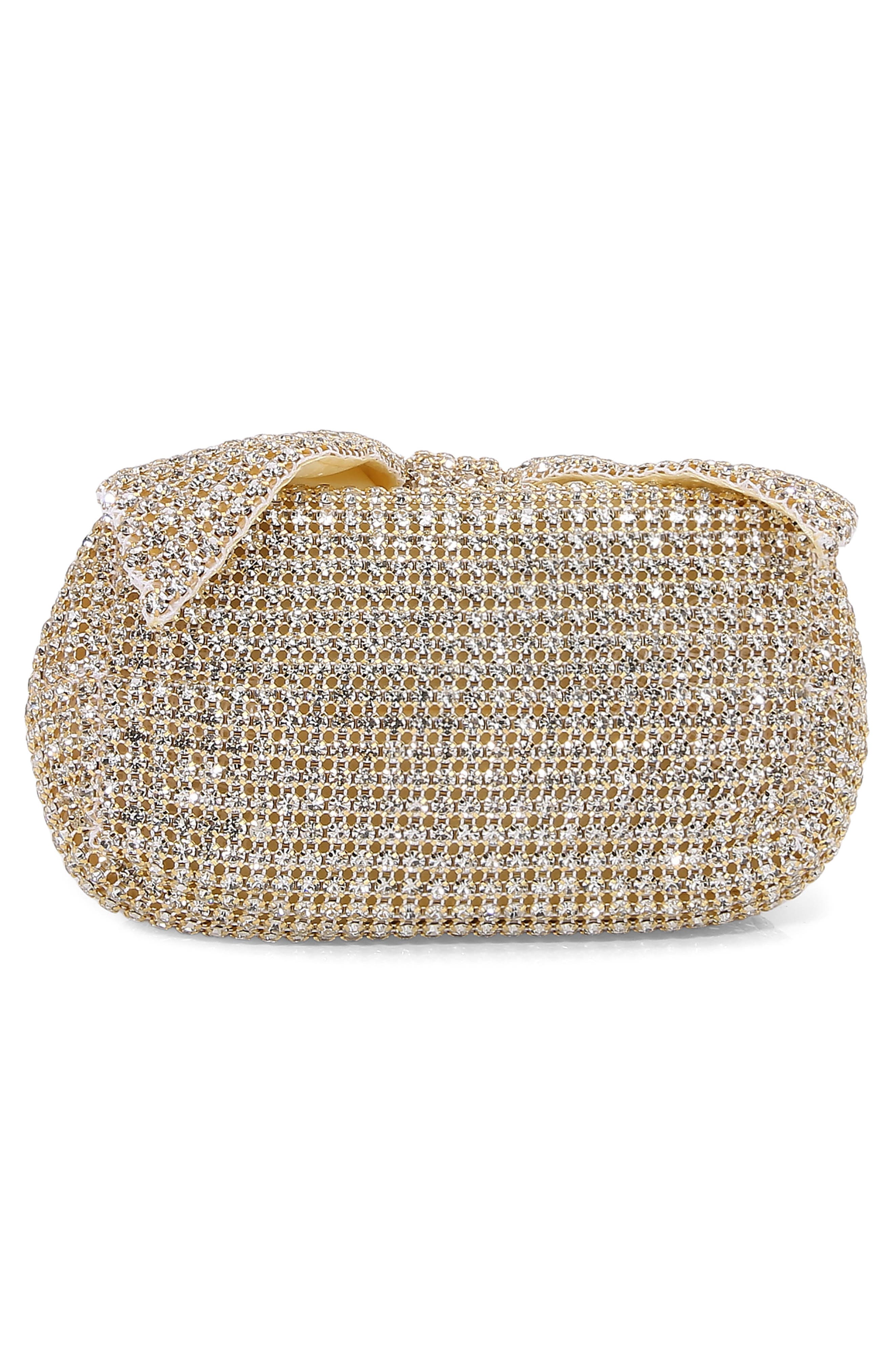 Rhinestone Embellished Bow Handbag, Alternate, color, GOLD
