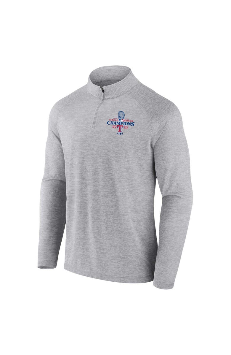 FANATICS Men's Fanatics Branded Gray Texas Rangers 2023 World Series Champions Curveball Quarter-Zip Mock Neck Pullover Top, Alternate, color,