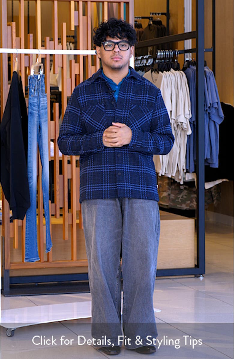 Whiting Windowpane Check Cotton Blend Button-Up Shirt Jacket, sales video thumbnail