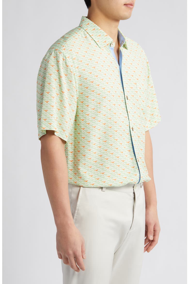 Veracruz Cay Cocktail Mixer Short Sleeve Button-Up Shirt, Alternate, color, LT WASABI