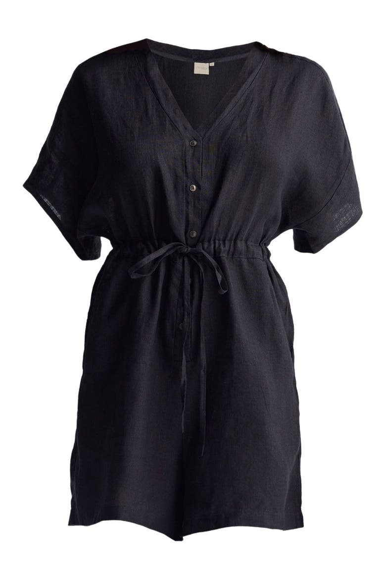 V neck Drawstring Romper, Alternate, color, Solid