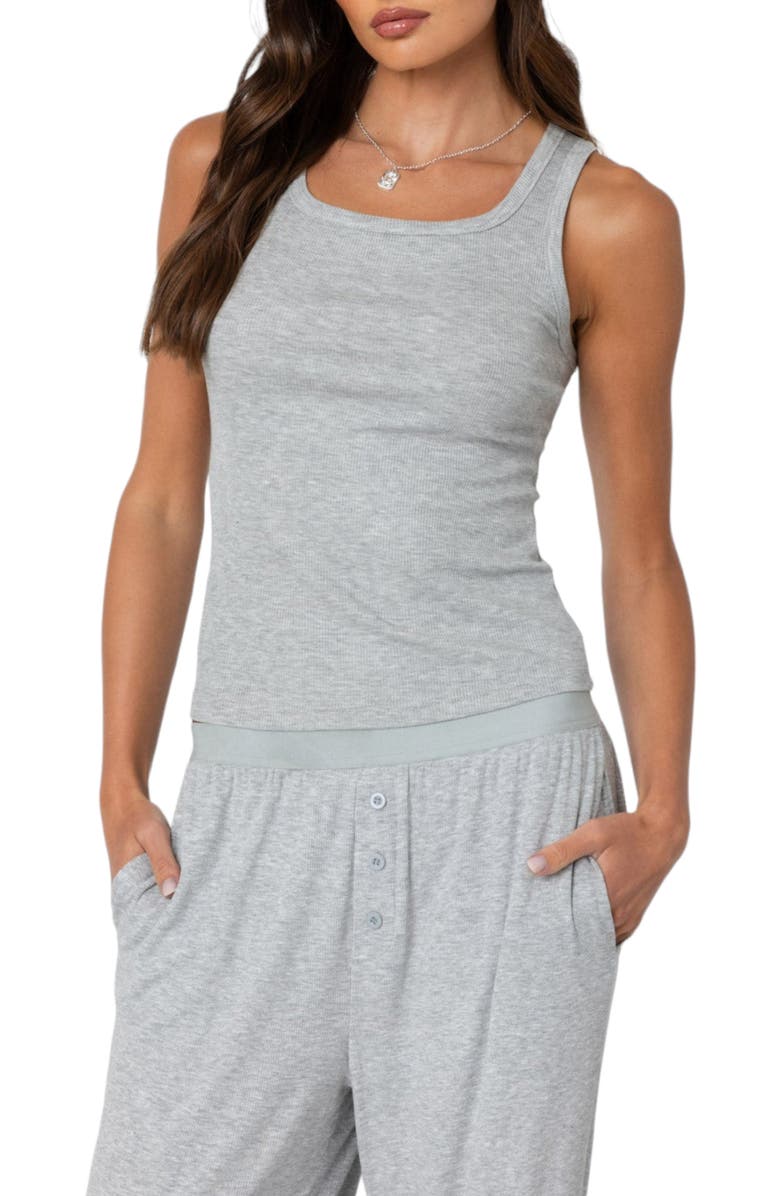 EDIKTED Kylian Rib Tank, Alternate, color, Gray-Melange