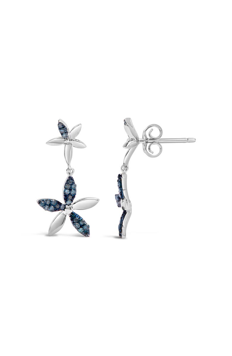 Haus of Brilliance Silver 1/5ct Cttw Blue Diamond Double Star Drop and Dangle Earrings, Alternate, color,