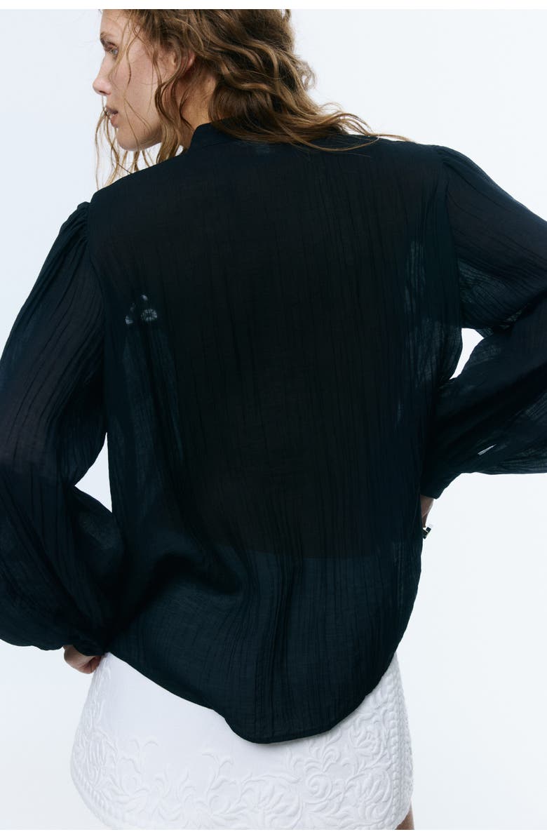 H&M Lace-yoke blouse, Alternate, color, Black