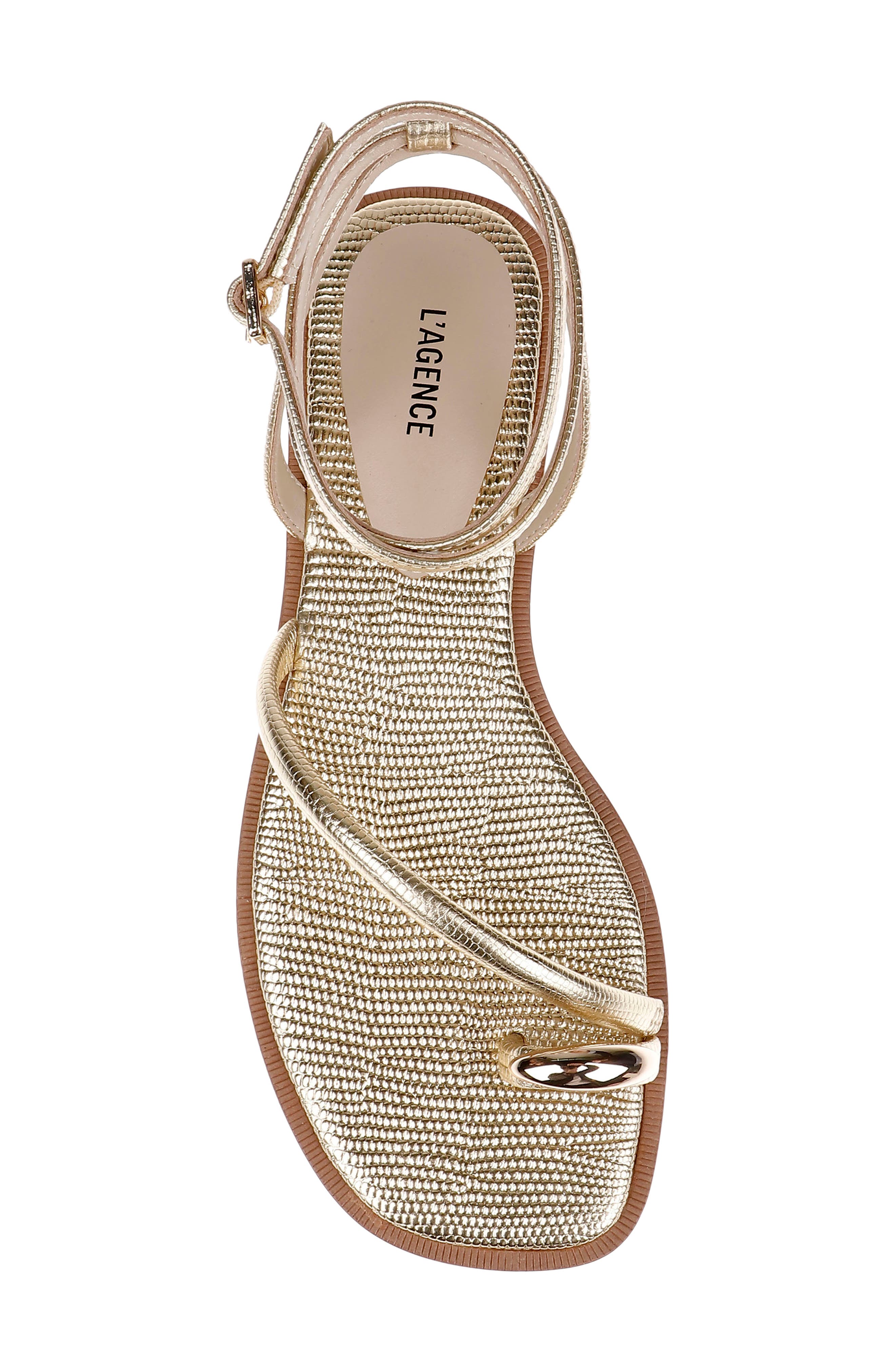 Mariana Ankle Strap Sandal, Alternate, color, GOLD LIZARD