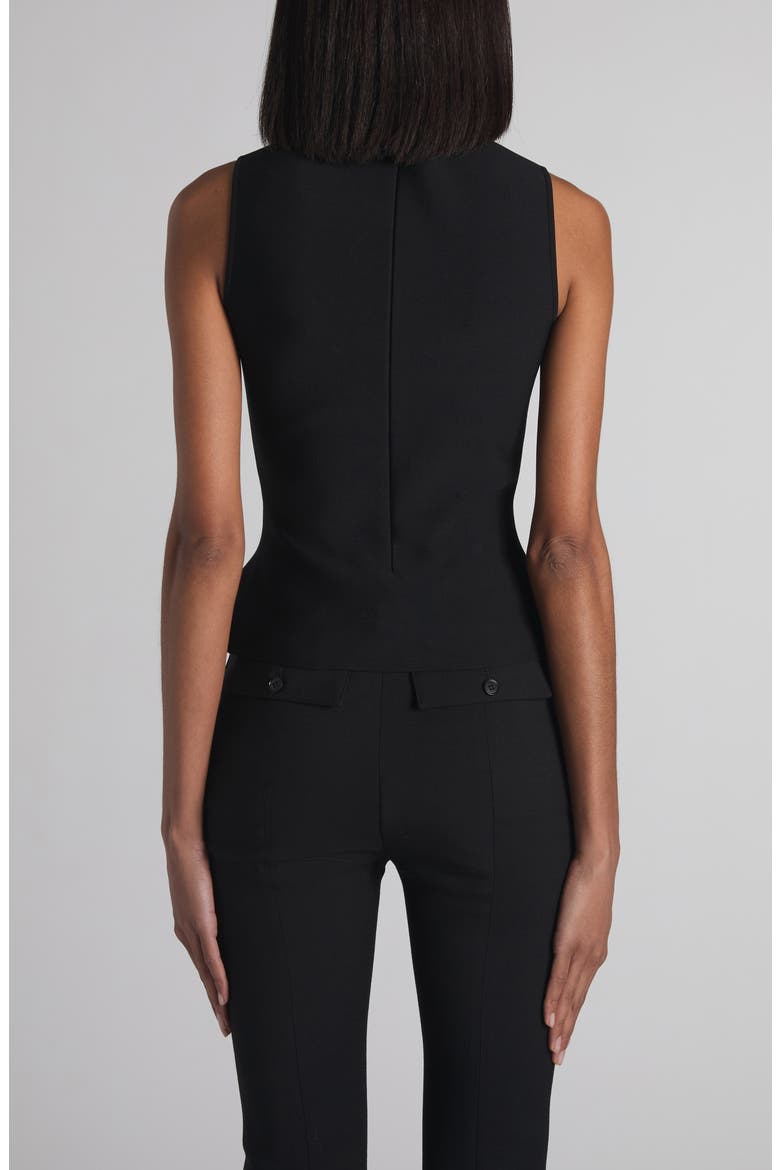 Lace Panel Sleeveless Peplum Top, Alternate, color, BLACK