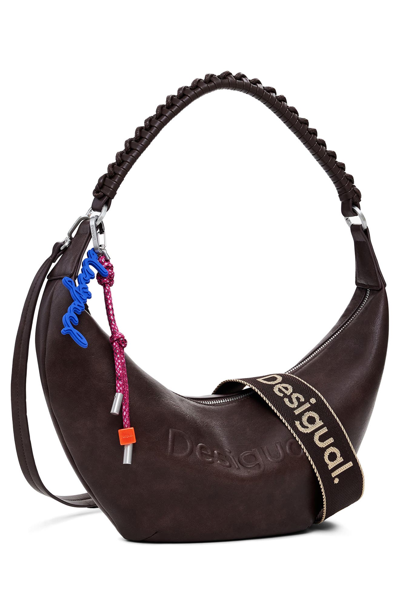 Desigual Faux Leather Shoulder Bag, Alternate, color, Dark Brown