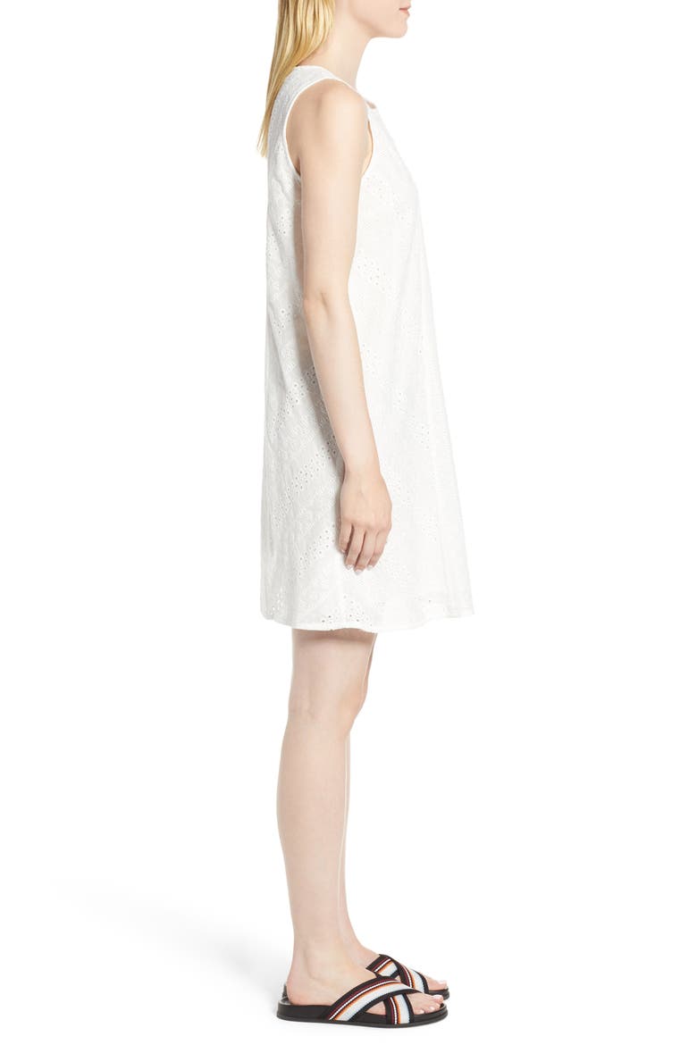 Eyelet Shift Dress, Alternate, color, WHITE