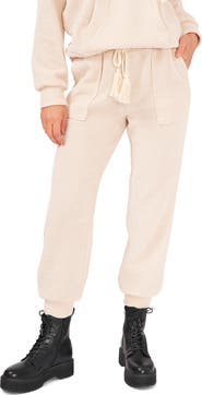 1.STATE Tassel Tie Pocketed Waffle Knit Joggers