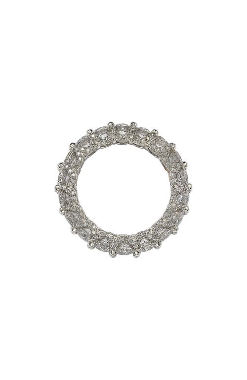 Suzy Levian White Sterling Silver Cubic Zirconia Pave U Shape Setting Eternity Band In Metallic