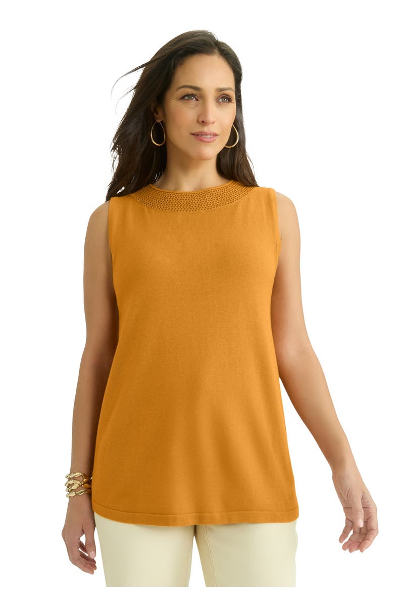 Jessica London Crochet Trim Shell, Main, color,