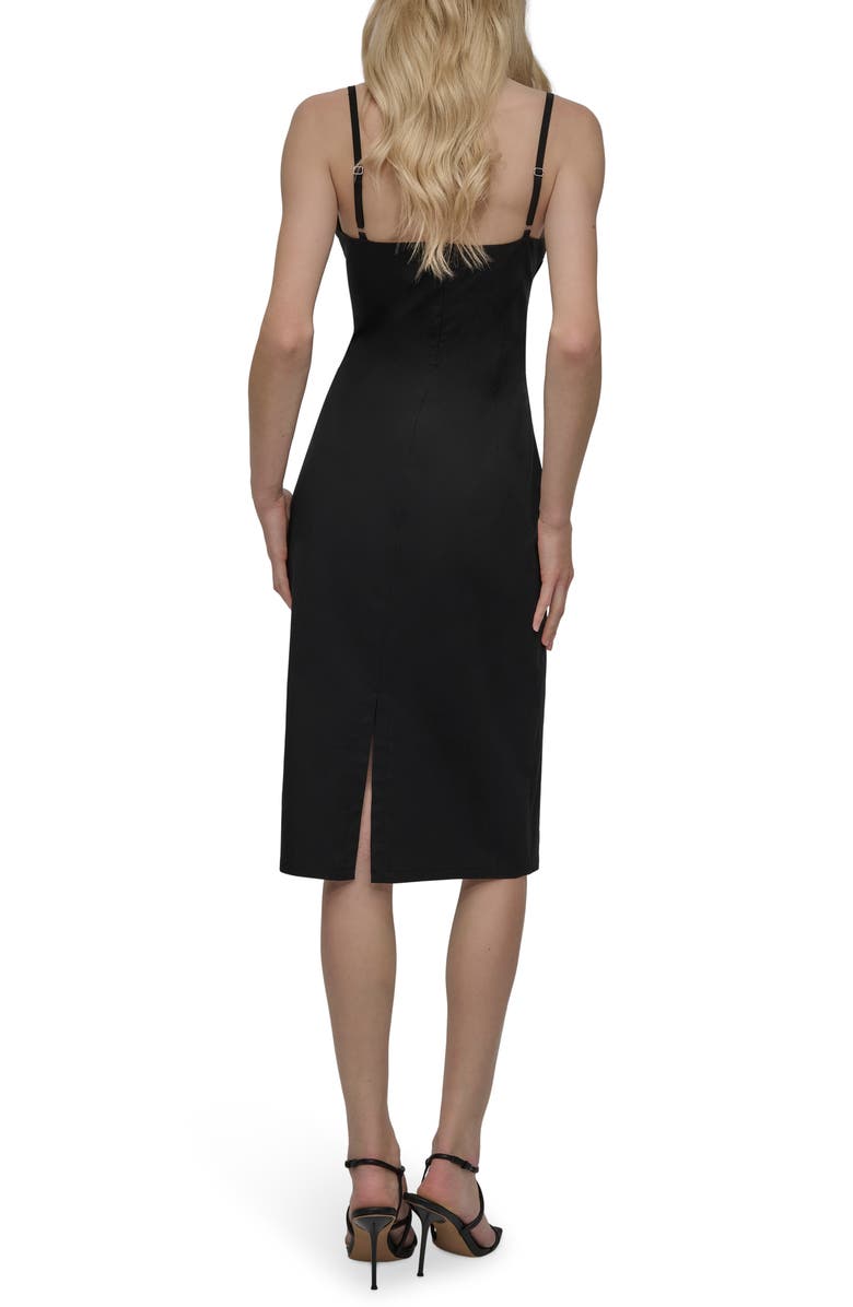 DKNY Ruched Cotton Blend Body-Con Dress, Alternate, color, Black
