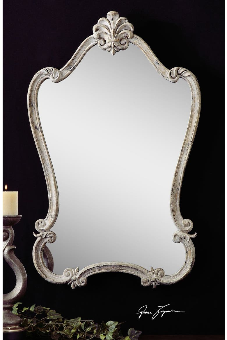 'Walton Hall' Antique White Vanity Mirror, Alternate, color, WHITE