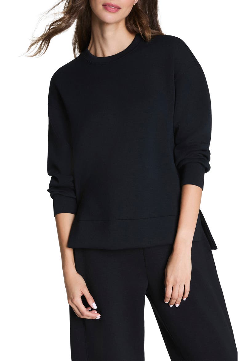 Air Essentials Brushed Crewneck Top, Main, color, VERY BLACK