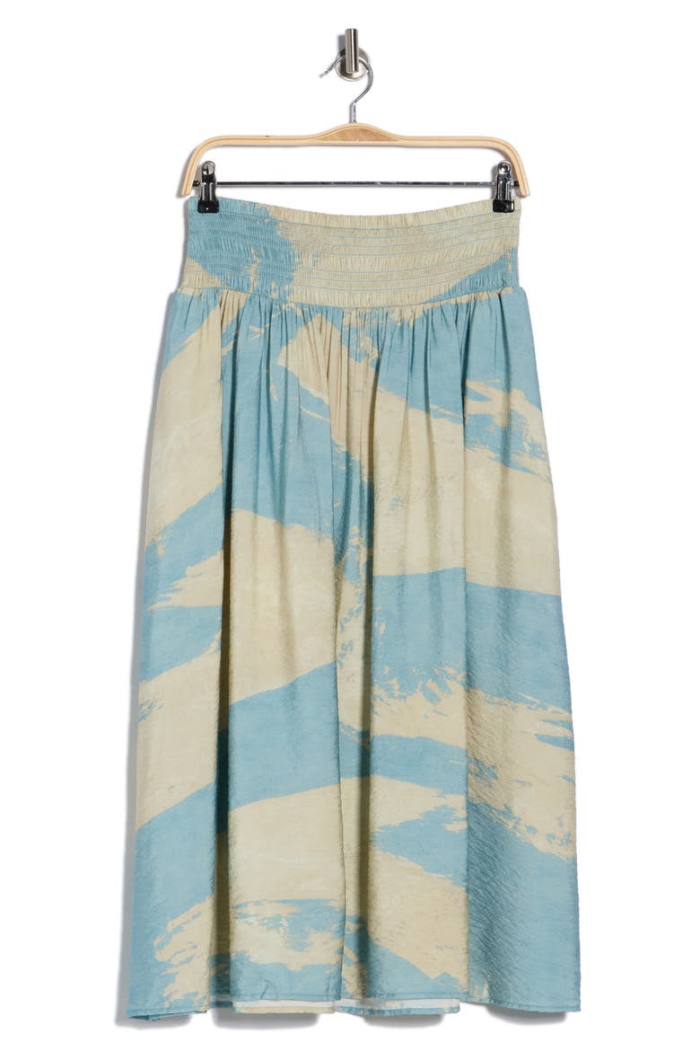 Smock Waist Pleated Skirt, Alternate, color, CAMEO BLU BRUSHSTROKE