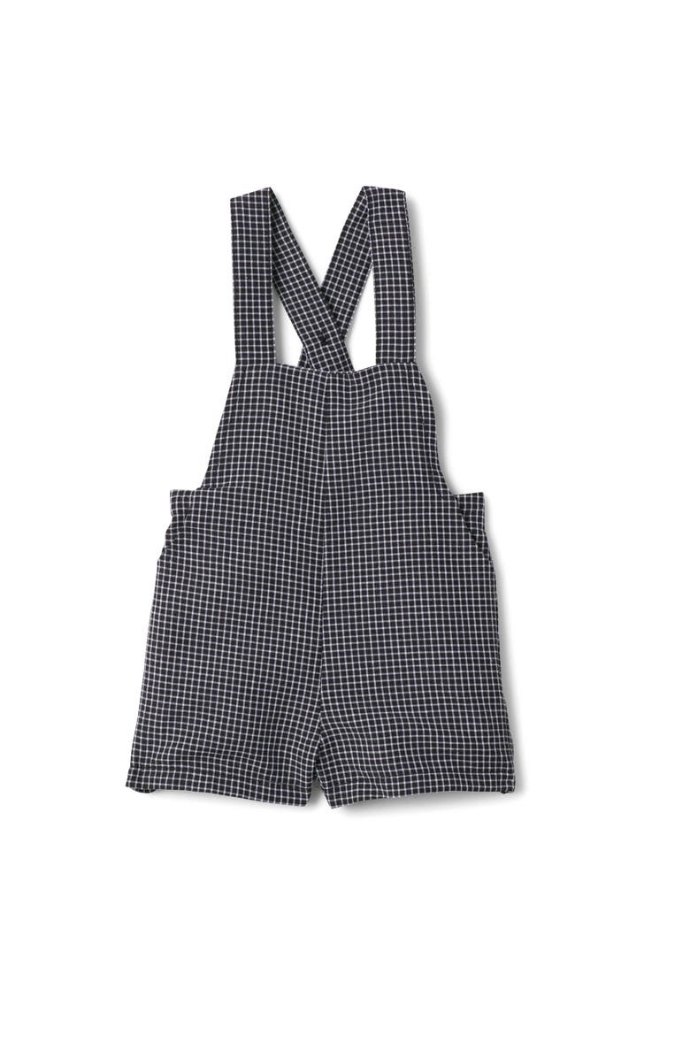 Space Grey Checkered Woven Elastic Waistband Overall, Main, color, Black