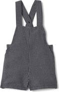 Space Grey Checkered Woven Elastic Waistband Overall