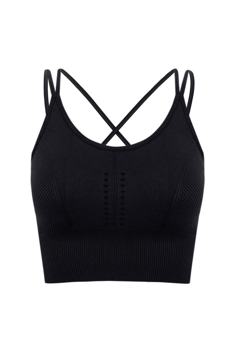 India Medium Support Seamless Sport Top, Alternate, color, Black