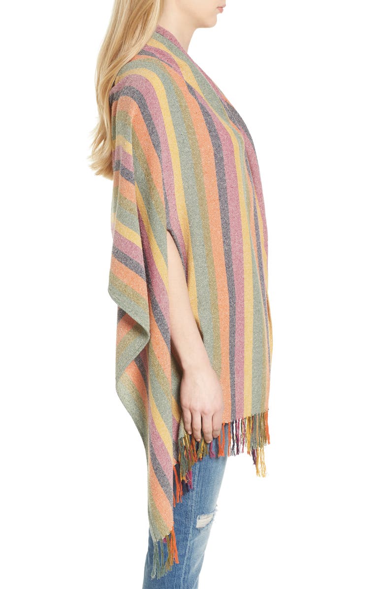 Madewell Rainbow Stripe Silk & Cotton Cape Scarf, Alternate, color,