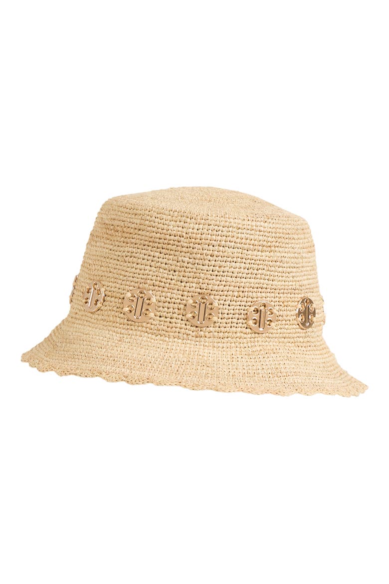 Straw Crochet Trim Bucket Hat, Alternate, color, NATURAL