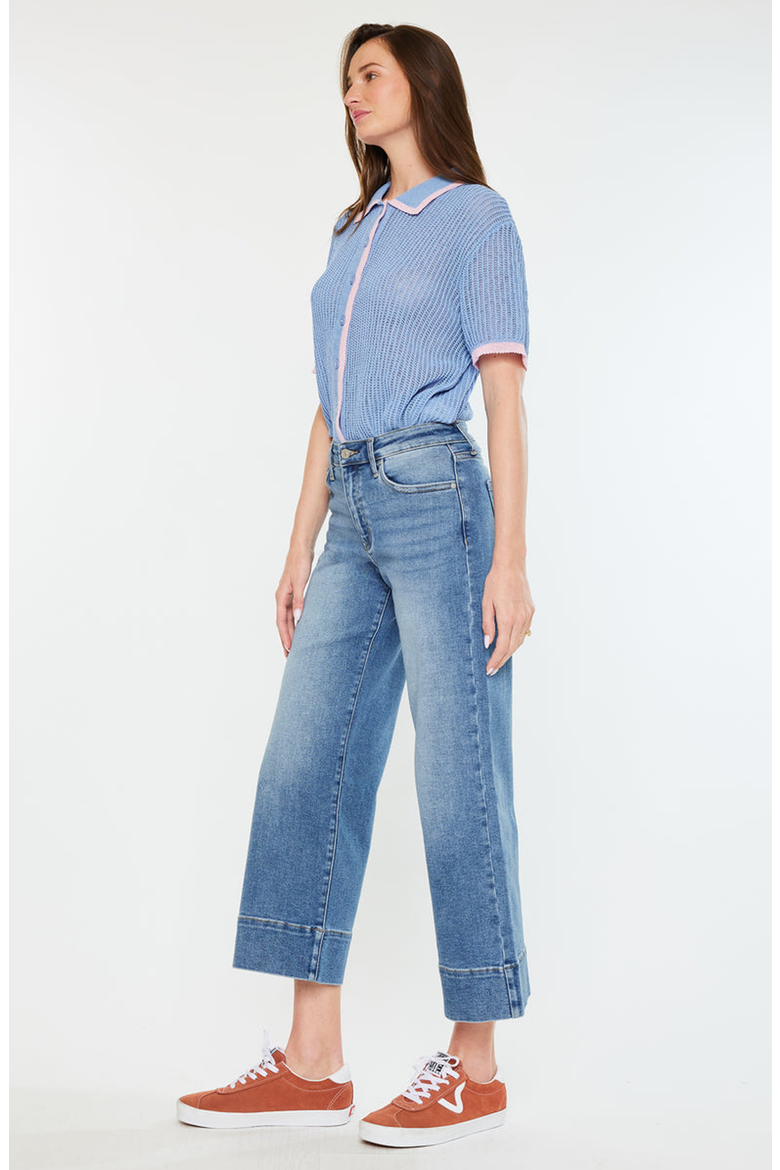 Kells High Rise Crop Wide Leg Jeans, Alternate, color, Medium Wash