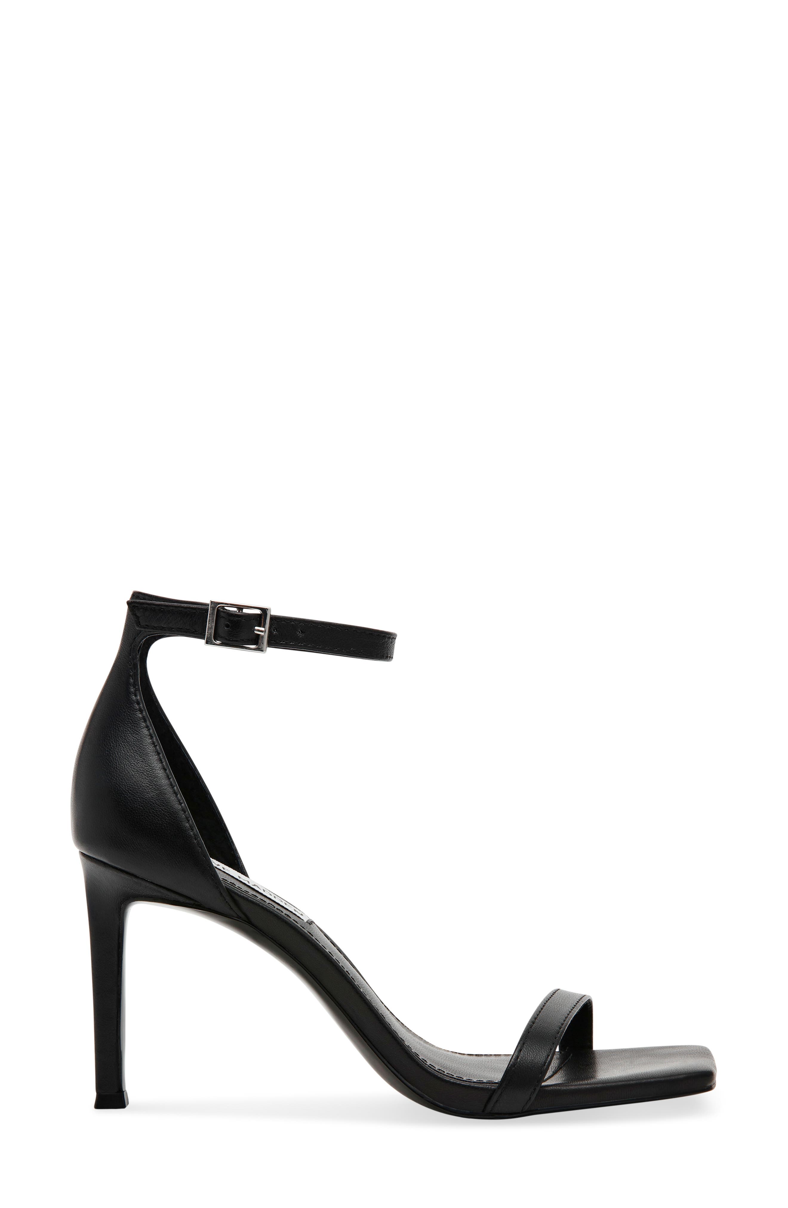 Piked Ankle Strap Sandal, Alternate, color, BLACK LEATHER