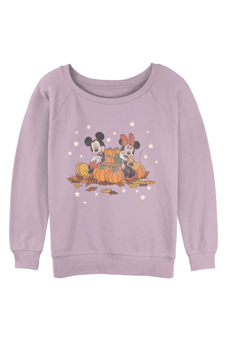 Juniors Mickey & Friends Pumpkin Mice Sweatshirt, Main, color, Lavender