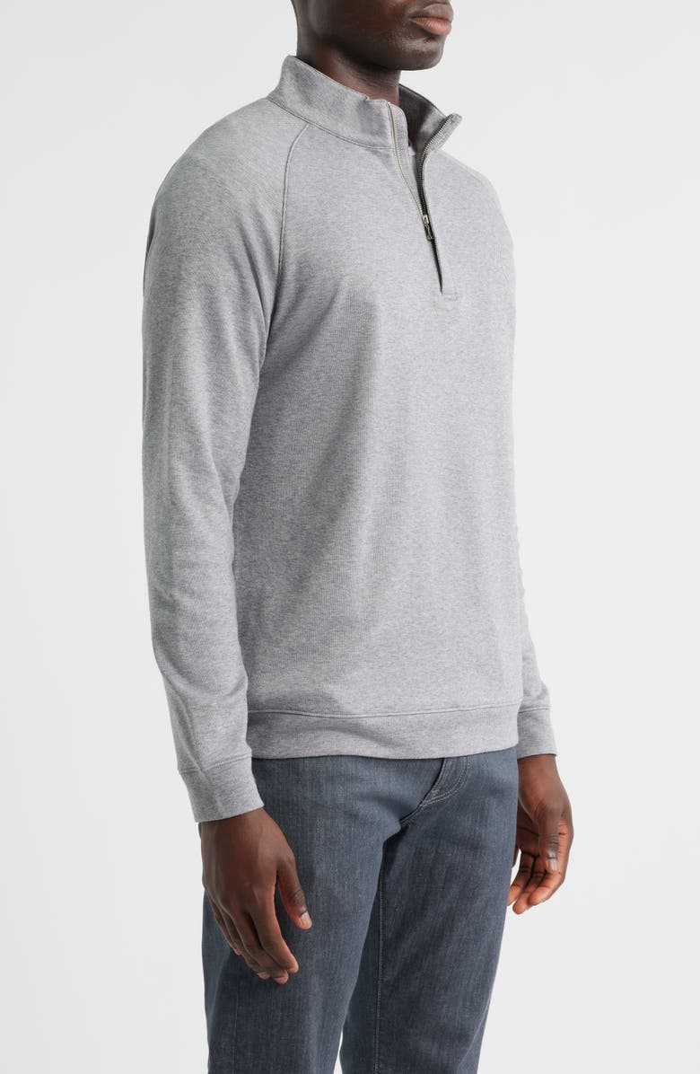 Peter Millar Crown Crafted Grant Bird's Eye Cotton & Cashmere Quarter Zip Pullover, Alternate, color, Oslo Grey