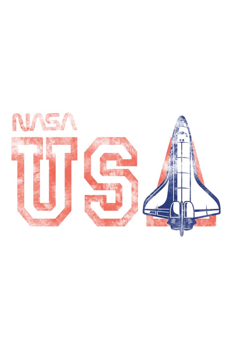 Men's NASA Distressed US Rocket  Graphic T-Shirt, Alternate, color, White