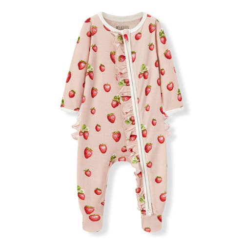 Milkbarn Organic Cotton Ruffle Footed Romper In Pink