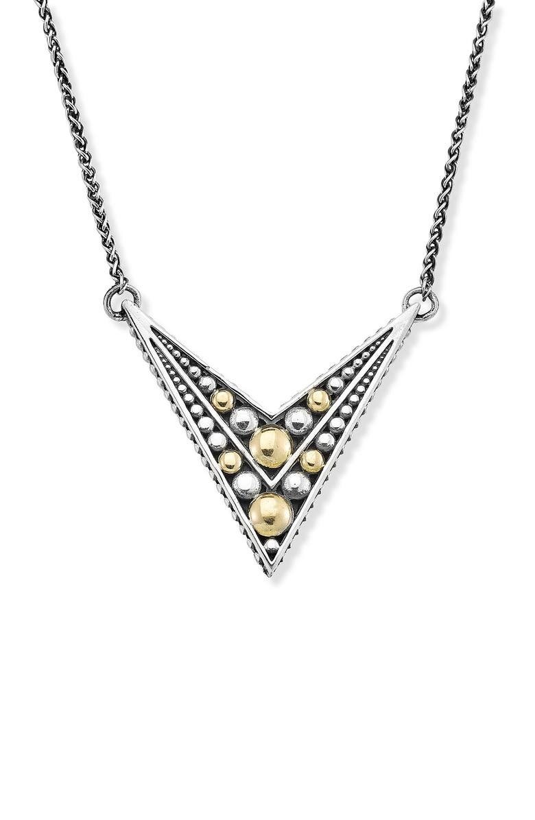 SAMUEL B. 18K Gold & Sterling Silver Geometric Pendant Necklace, Main, color, Silver-Gold