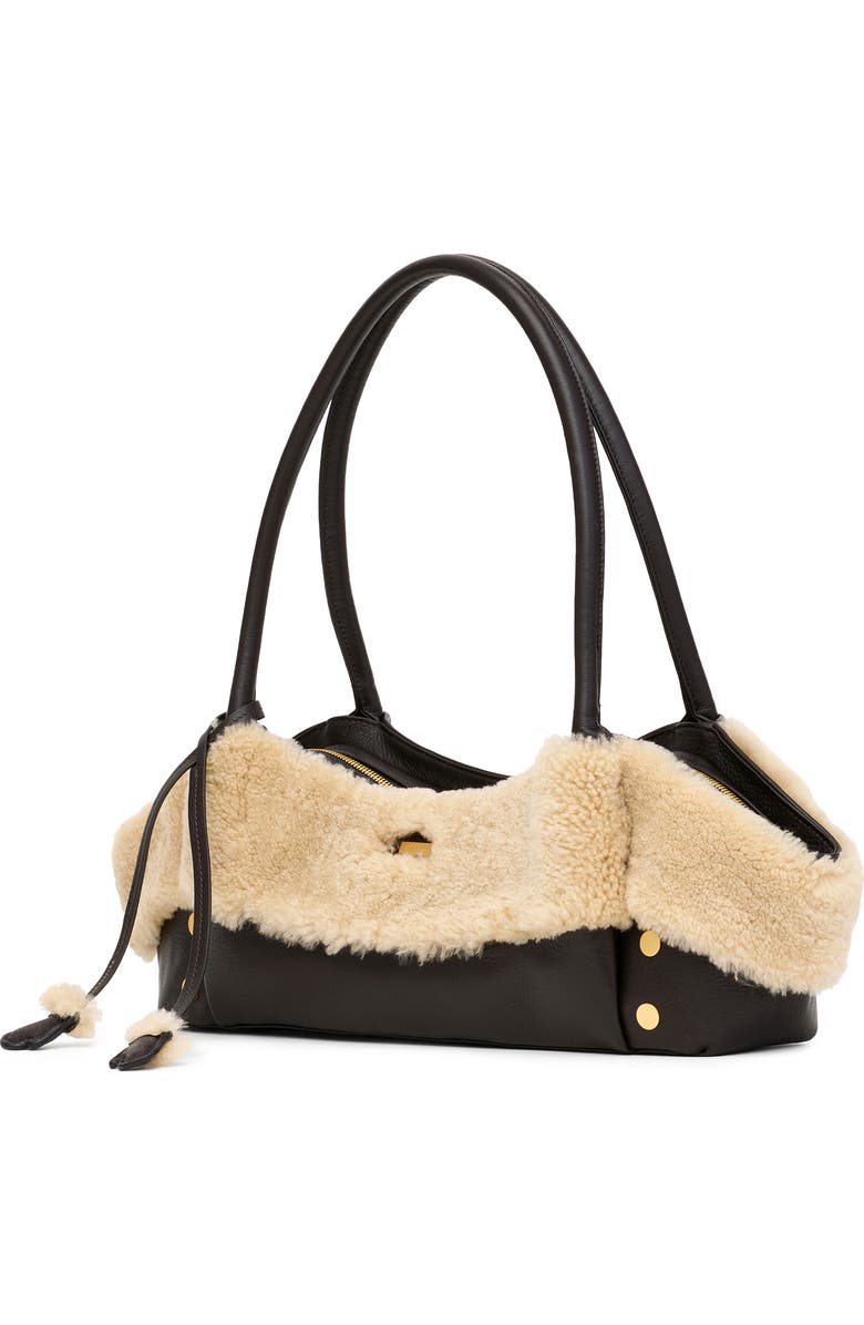 HAMMITT Short Paul Genuine Shearlign & Leather Baguette Bag, Alternate, color, Sundance Shearling/Gold