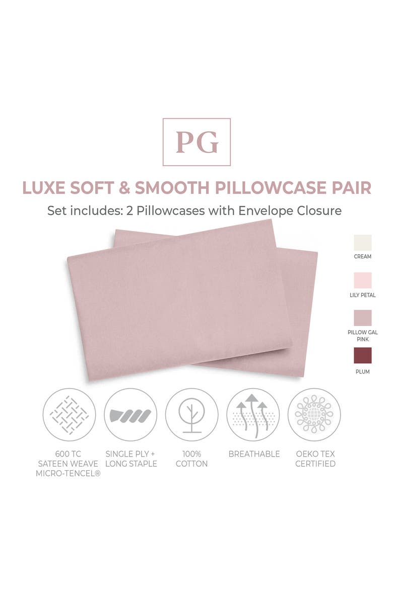 Luxe Soft & Smooth Pillowcase 2-Piece Set, Alternate, color, PG PINK