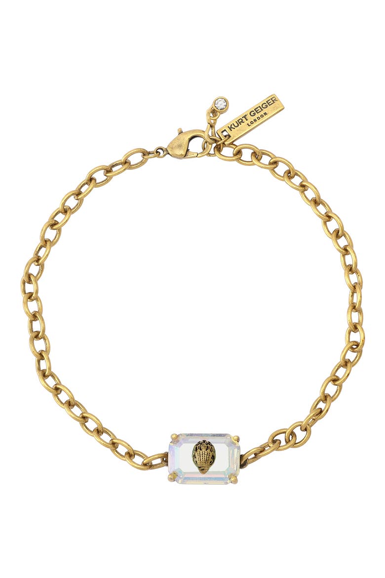Emerald Cut Crystal Eagle's Head Chain Bracelet, Main, color, CRYSTAL ABALONE