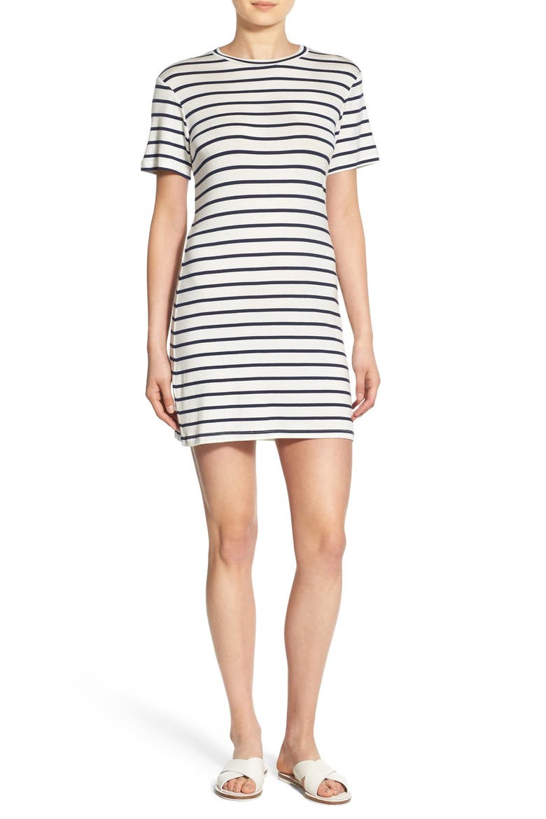'Brigette' Stripe T-Shirt Dress, Main, color, MARINE STRIPE