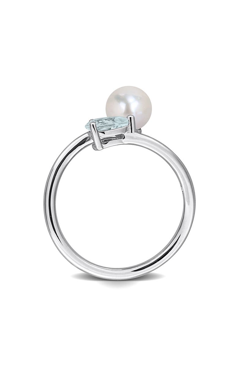 DELMAR Cultured Pearl & Aquamarine Crossover Ring, Alternate, color, Blue