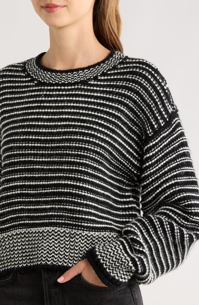 All in Favor Chunky Stripe Sweater, Alternate, color, Black White