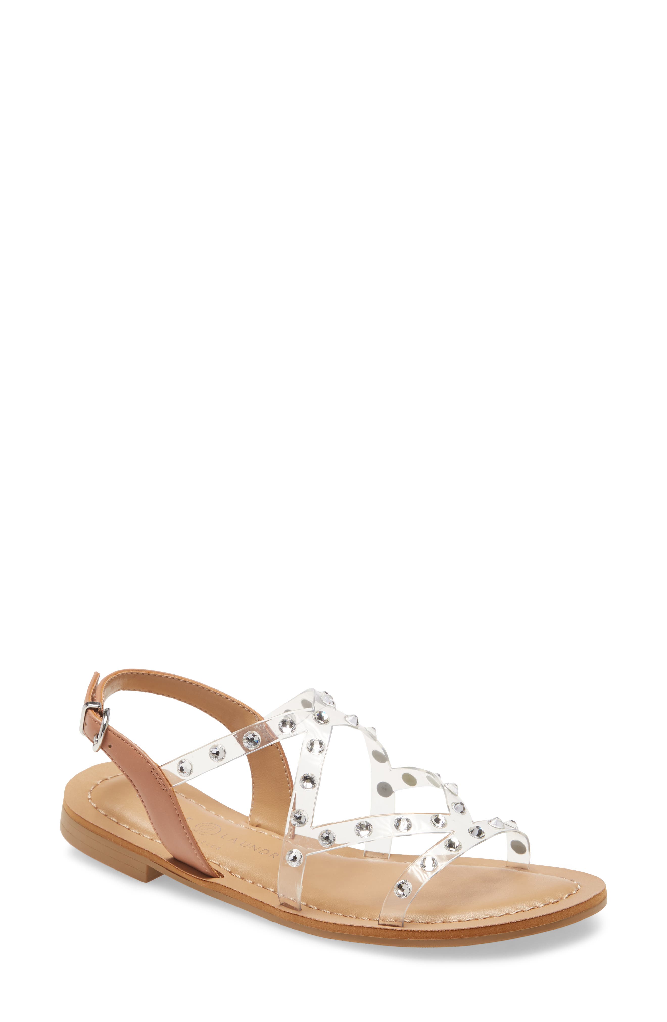 Candi Sandal, Main, color, NUDE/ CLEAR FAUX LEATHER