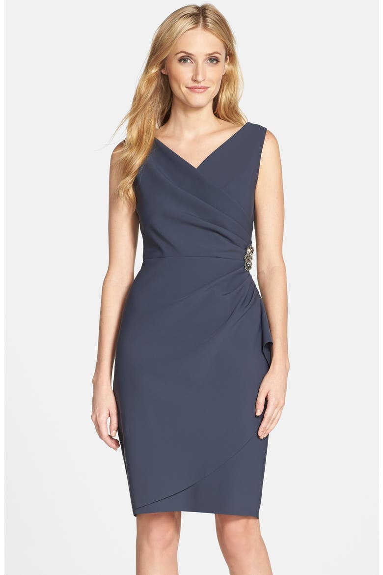 Contour Collection Side Ruched Cocktail Dress, Main, color, CHARCOAL