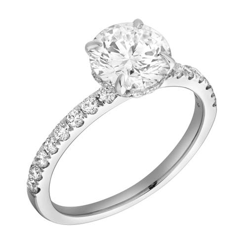 Luvmyjewelry Amore 14k Gold Round Cut Lab Grown Diamond Hidden Halo Engagement Ring In 14k White Gold