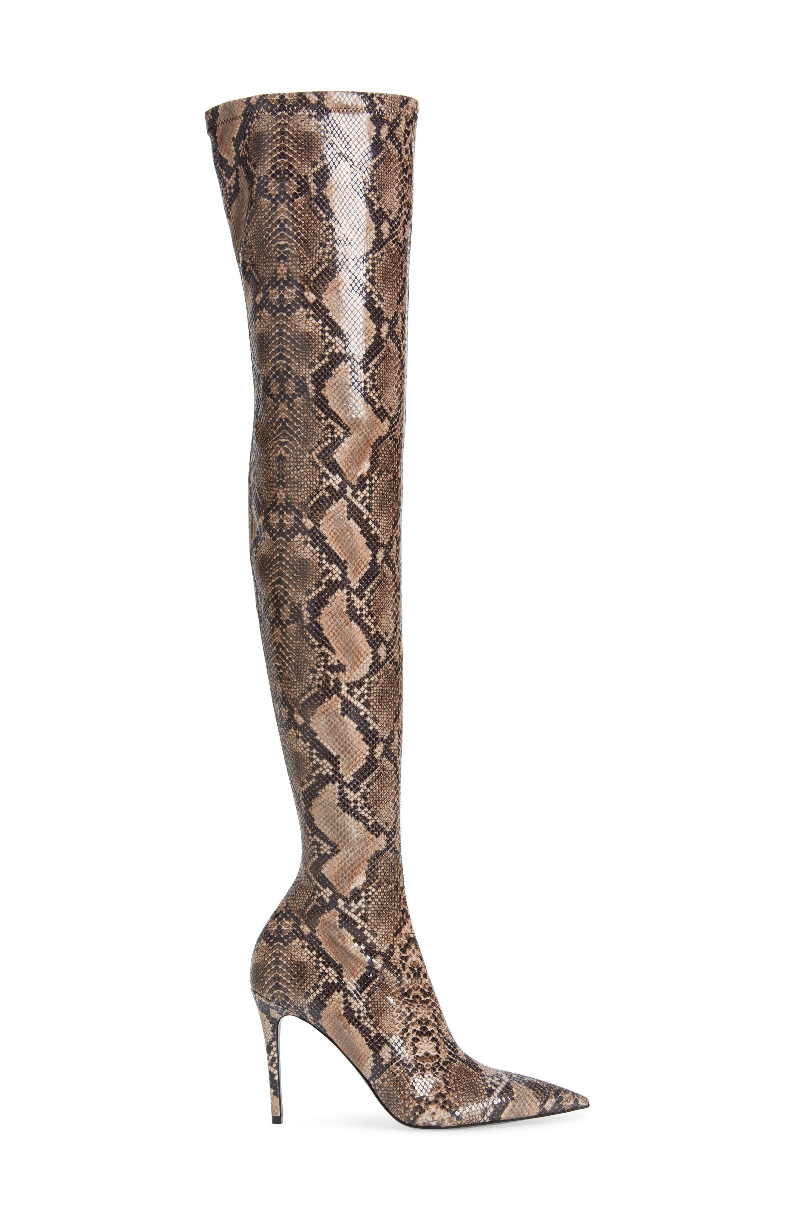 Stella McCartney Iconic Python Print Pointed Toe Over the Knee Boot, Alternate, color, 