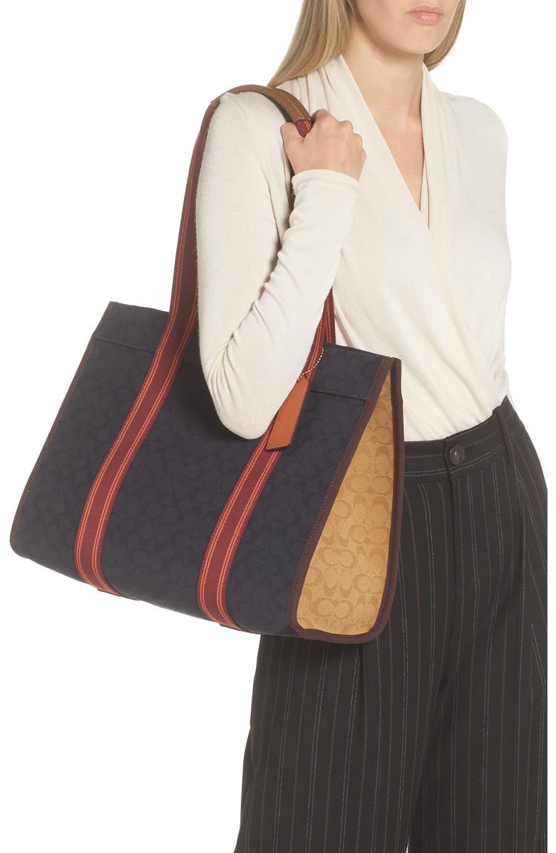 COACH Signature Canvas Spin Tote, Alternate, color,