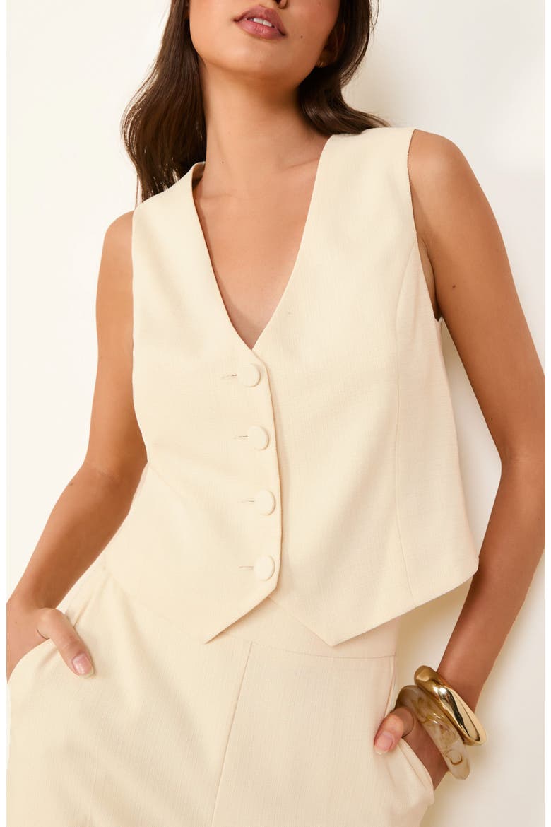 Crosshatch Textured Vest, Alternate, color, CREAM