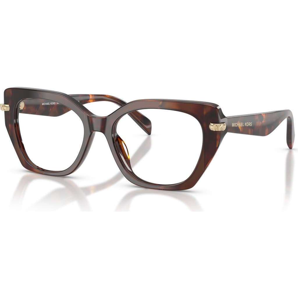 Michael Kors 53mm Irregular Optical Glasses In Brown