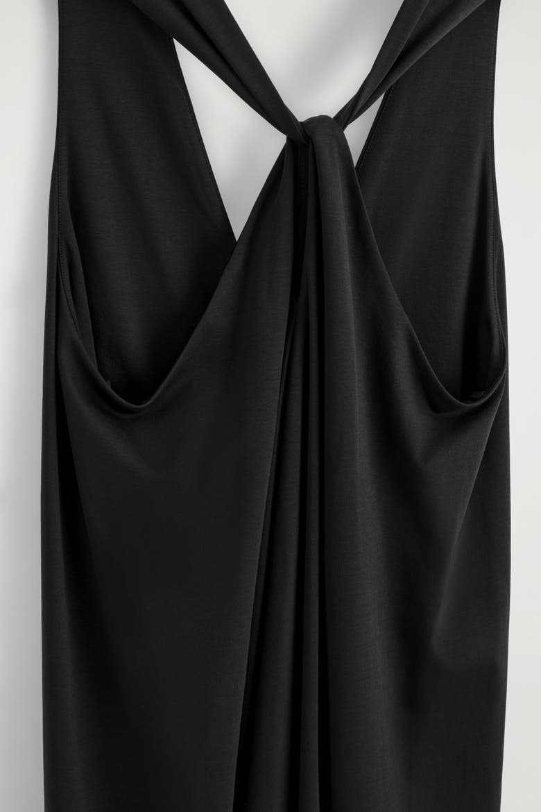 Twist-back Jersey Midi Dress, Alternate, color, BLACK